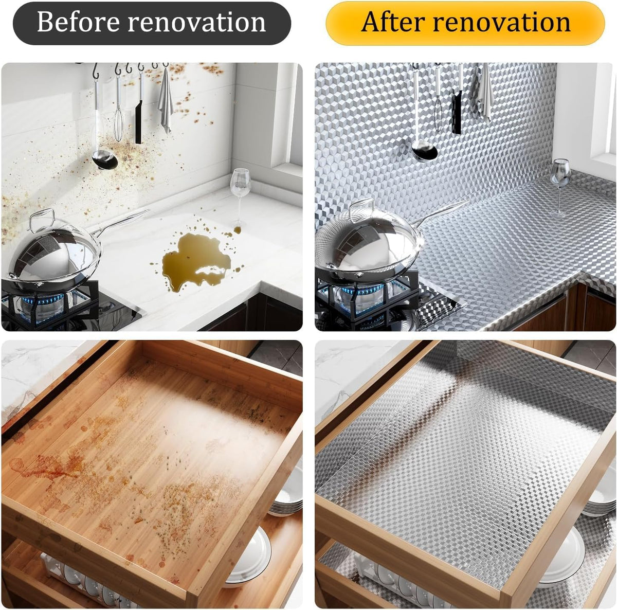 Kitchen Oil Proof Sticker Aluminum Foil Self-Adhesive Contact Paper