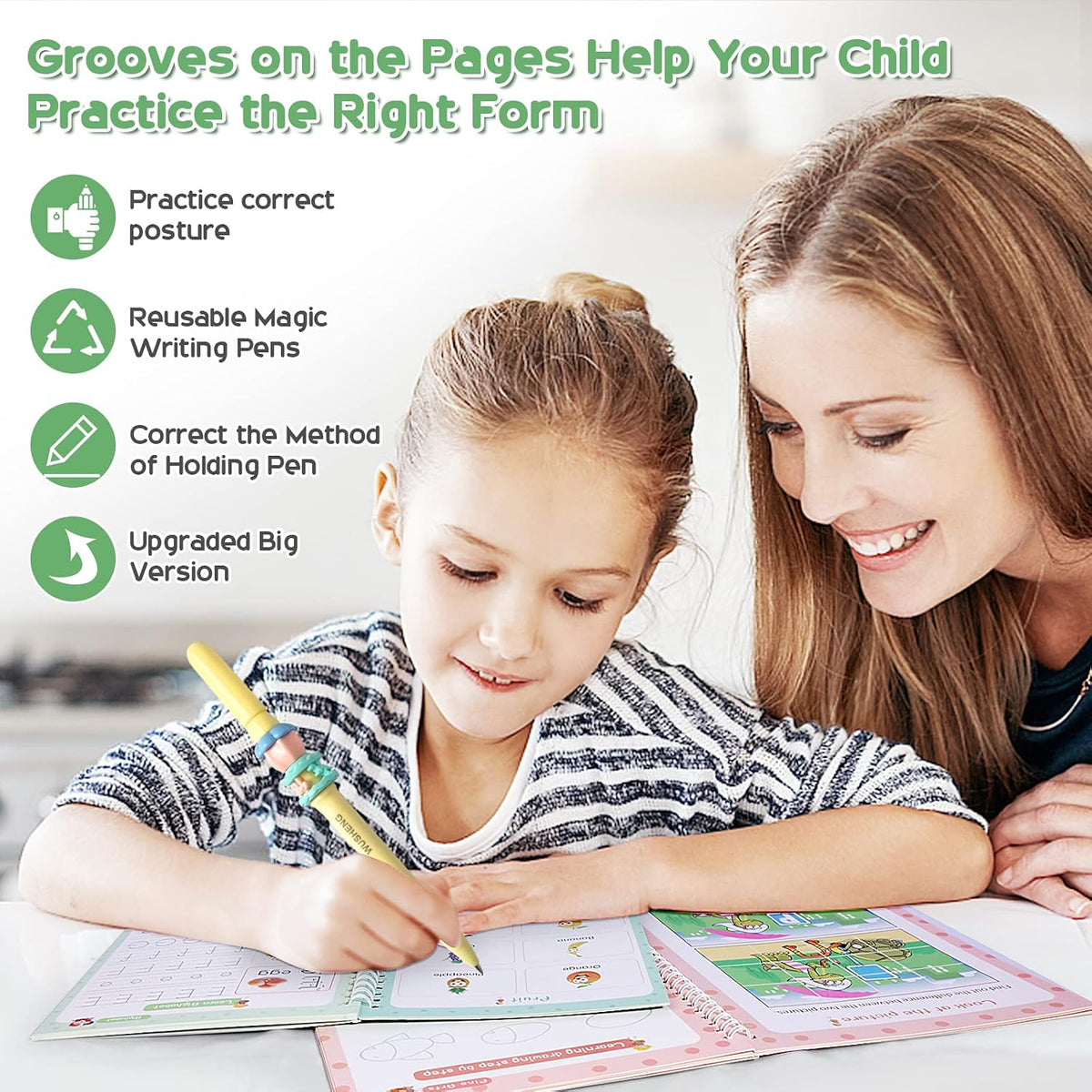 Children's Grooved Calligraphy Practice Book - Reusable