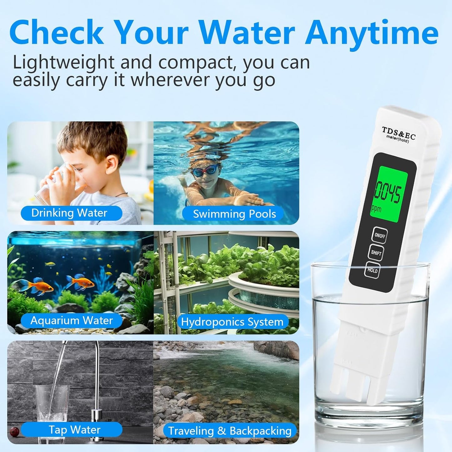 4-in-1 Digital Water Quality Tester (TDS, EC, and Temperature/°C, °F)