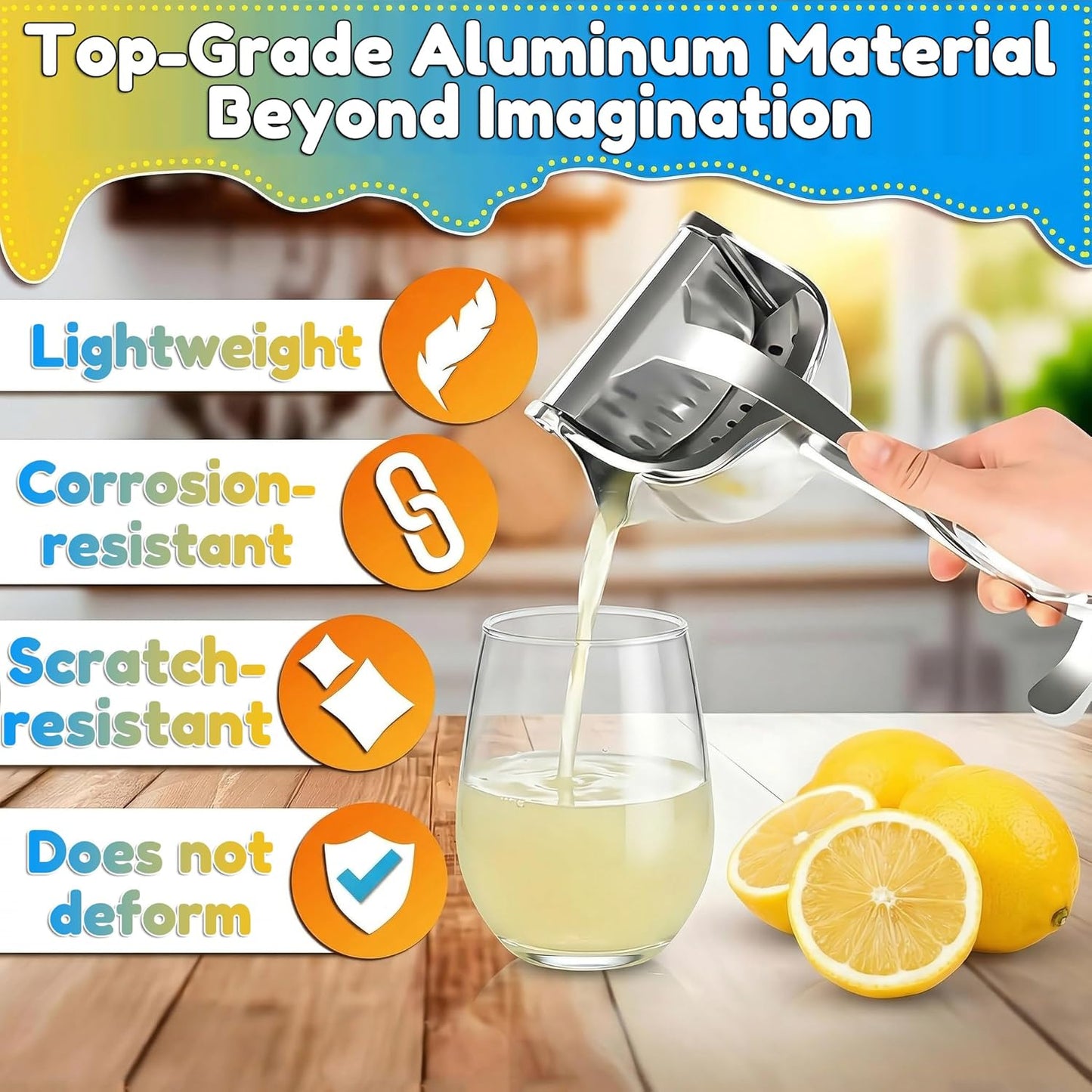 Manual Citrus Juicer with Ergonomic Handle for Fresh Fruit Juice
