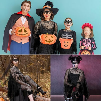 Black Magic Spider Web Bat Cloak - Halloween Cosplay Shawl