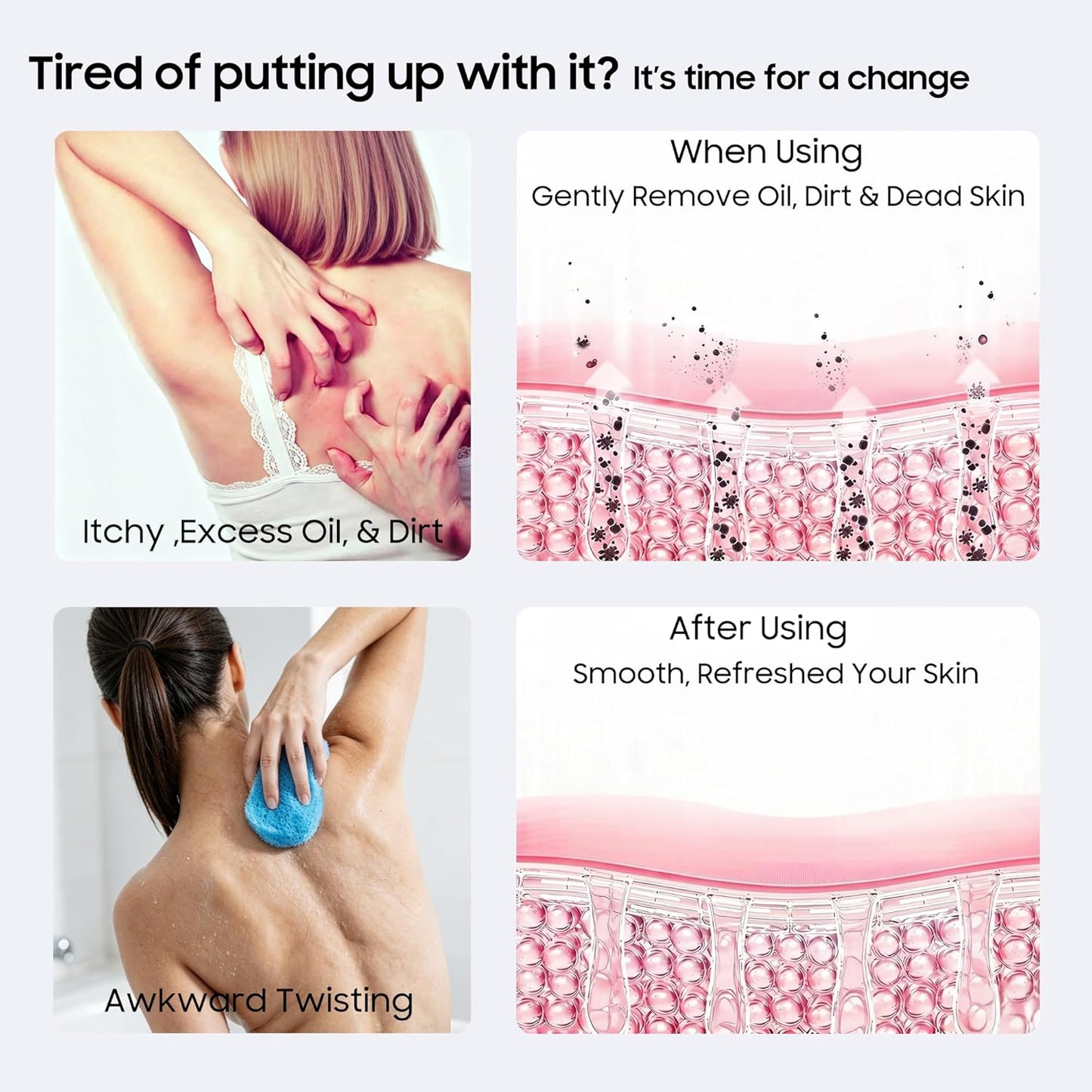 Silicone Back Scrubber for Shower for Use in Shower Men&Women