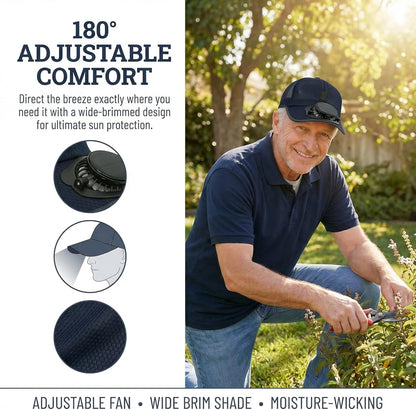 Solar Rechargeable Fan Cap – 3-Speed Hands-Free Cooling Hat with USB Charging for Outdoor Use