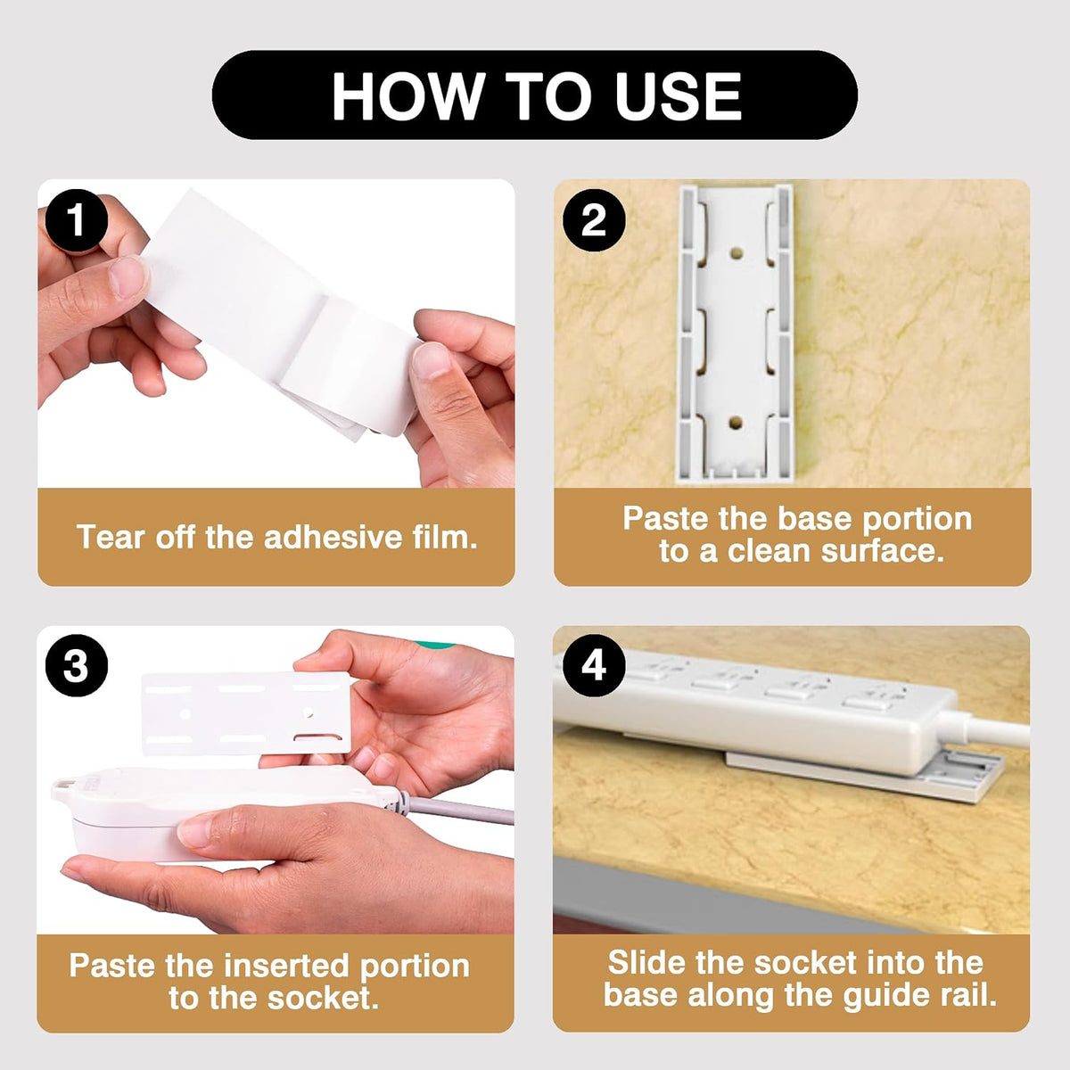 12 Pack Power Strip Holder, Punch-Free Adhesive Wall Mount