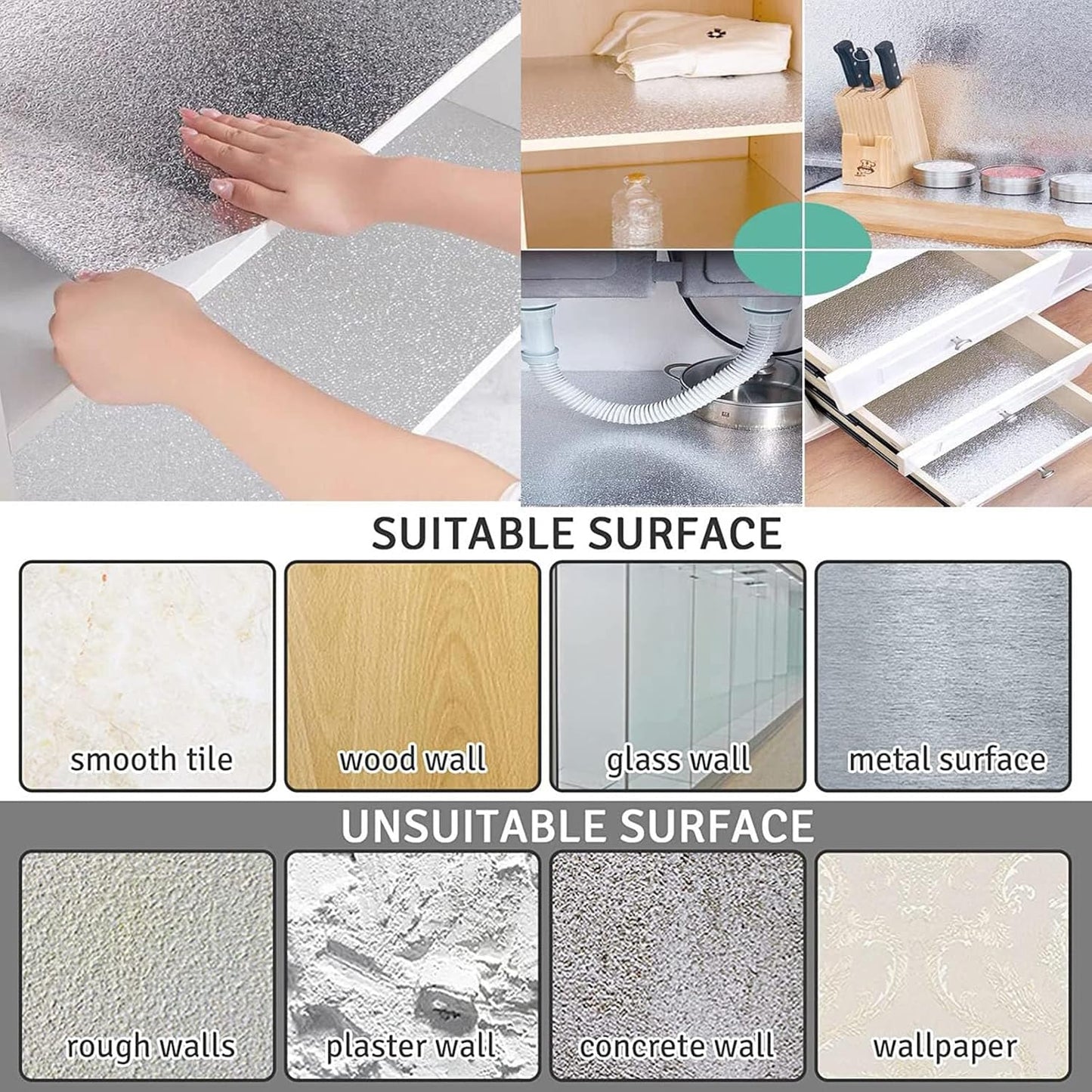 Oil-Proof Aluminum Foil Kitchen Sticker (Waterproof & Heat-Resistant, 40cm x 3m)