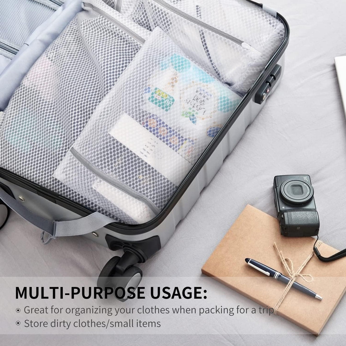 5 Pcs Mesh Laundry Bag Set – Features Sturdy Zipper Closures