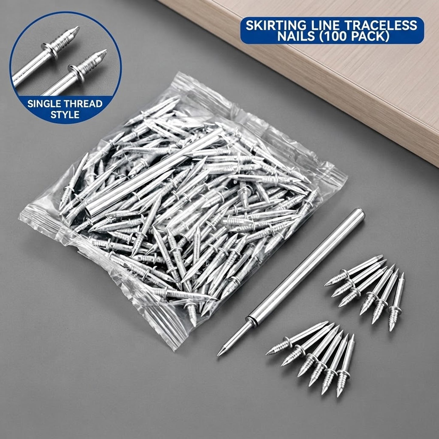 Double-Headed Skirting Nails with Sleeve Tool