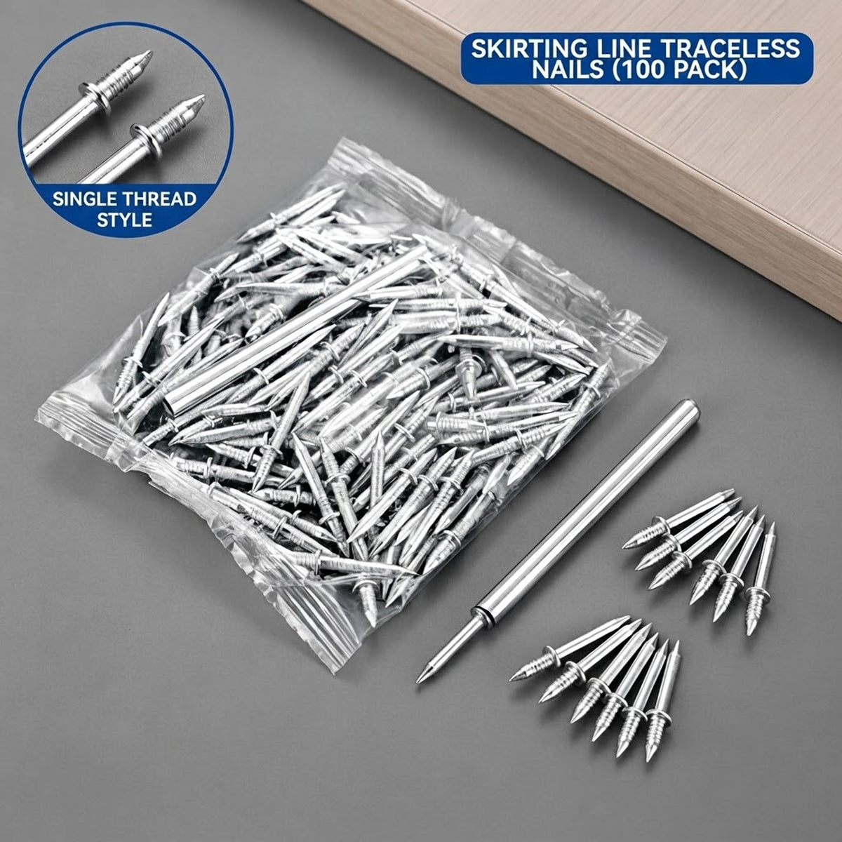 Double-Headed Skirting Nails with Sleeve Tool