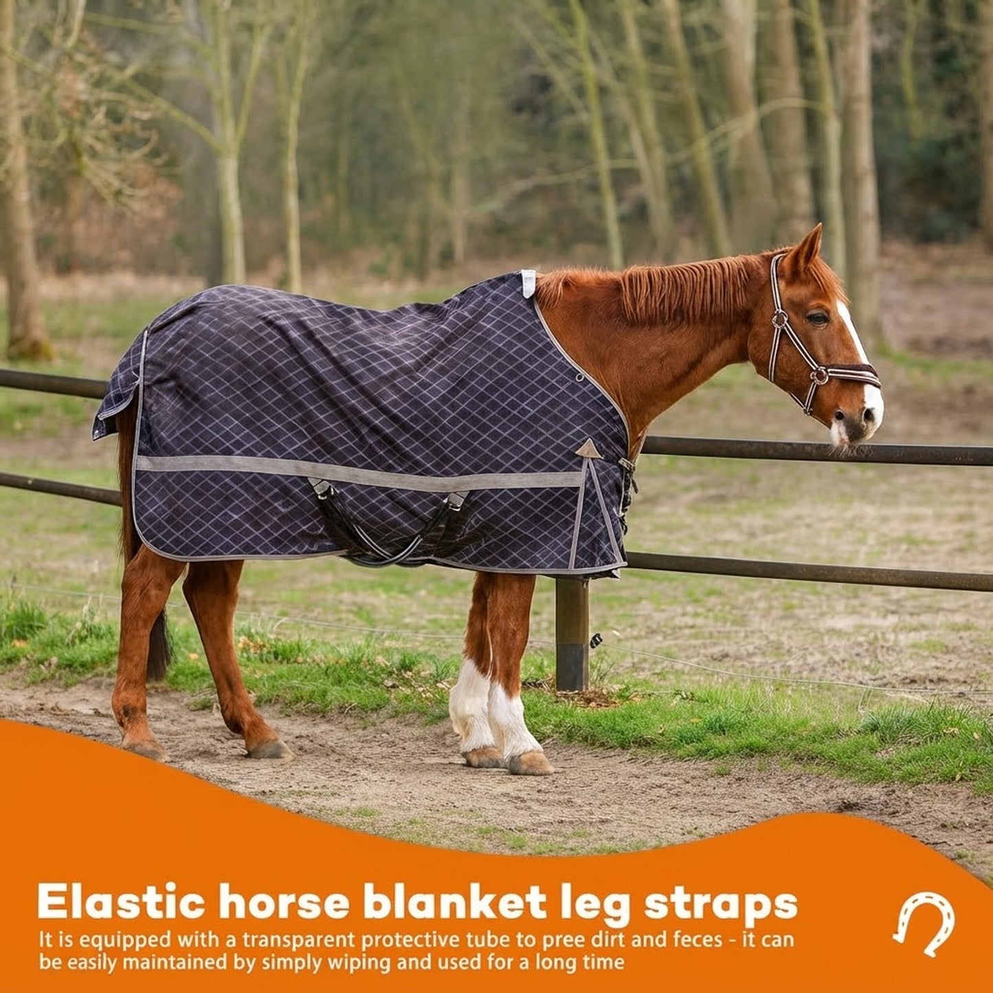 2 PCS Adjustable Elastic Horse Blanket Straps