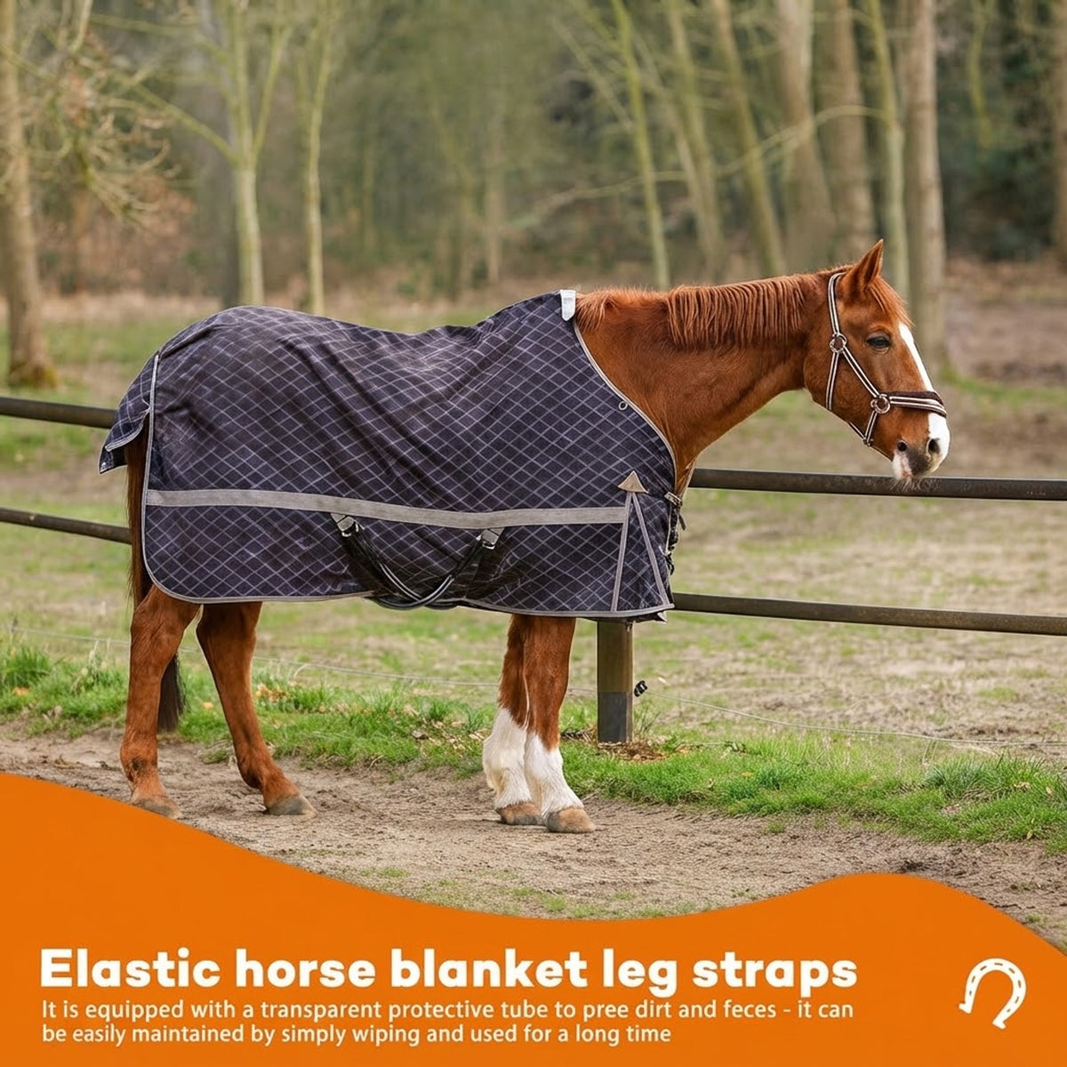 2 PCS Adjustable Elastic Horse Blanket Straps