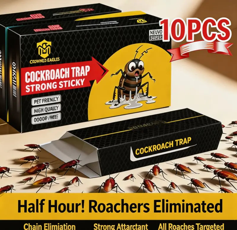 10Pcs Cockroach Traps Indoors - Sticky Roach Traps & Killer, Family & Pet Safe
