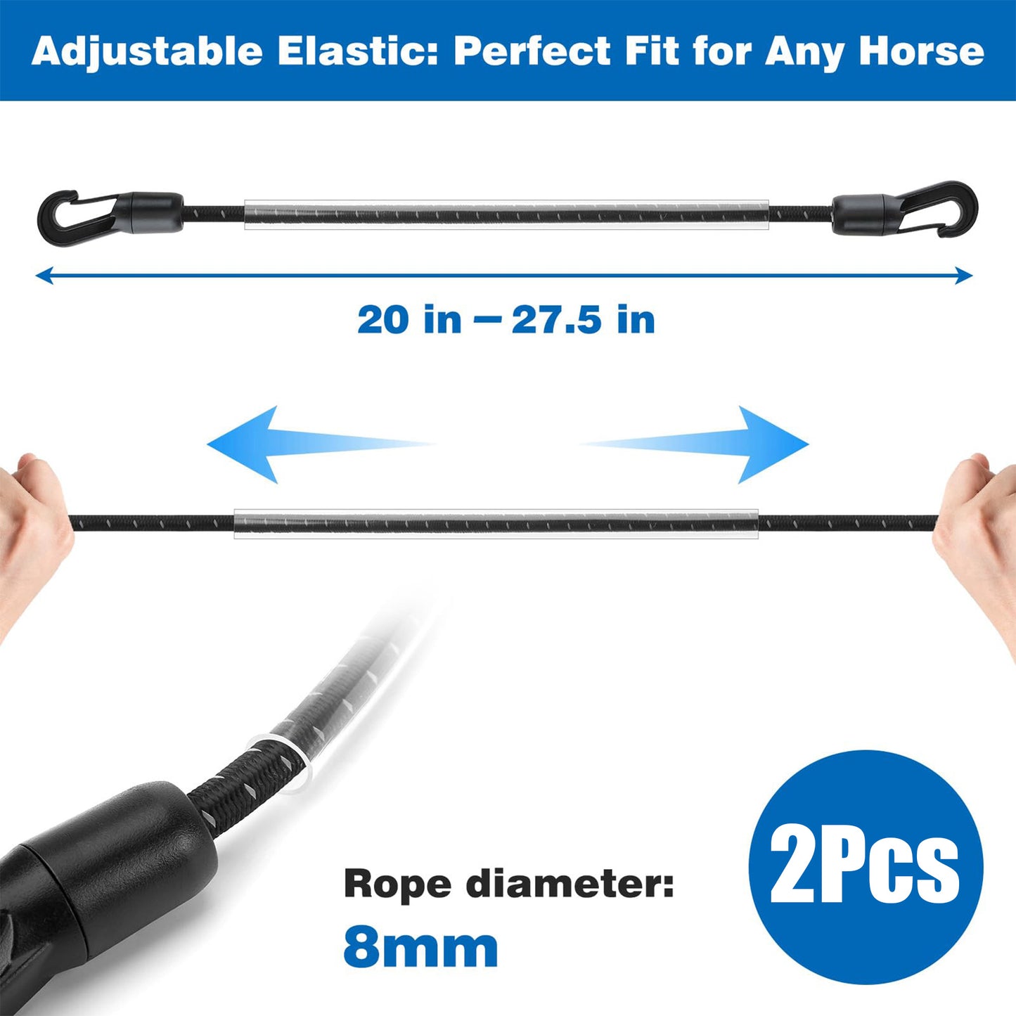 2 PCS Adjustable Elastic Horse Blanket Straps
