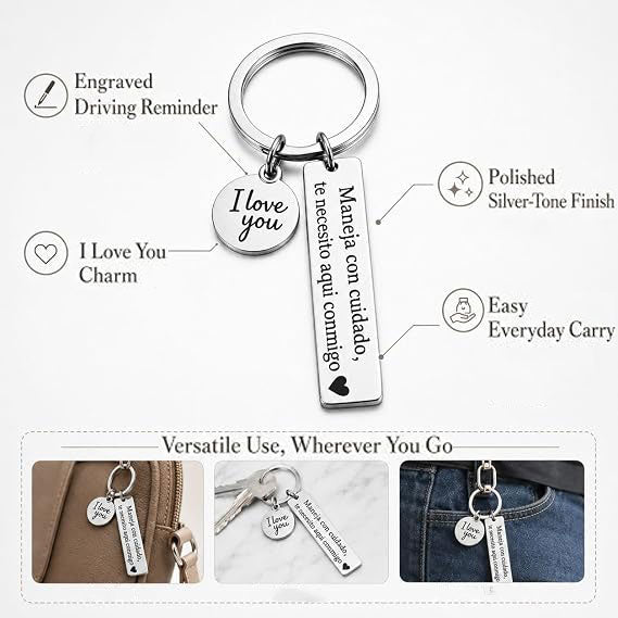 Cross Keychain Drive Safe Keychain Silver Tone Cross Bag Charm