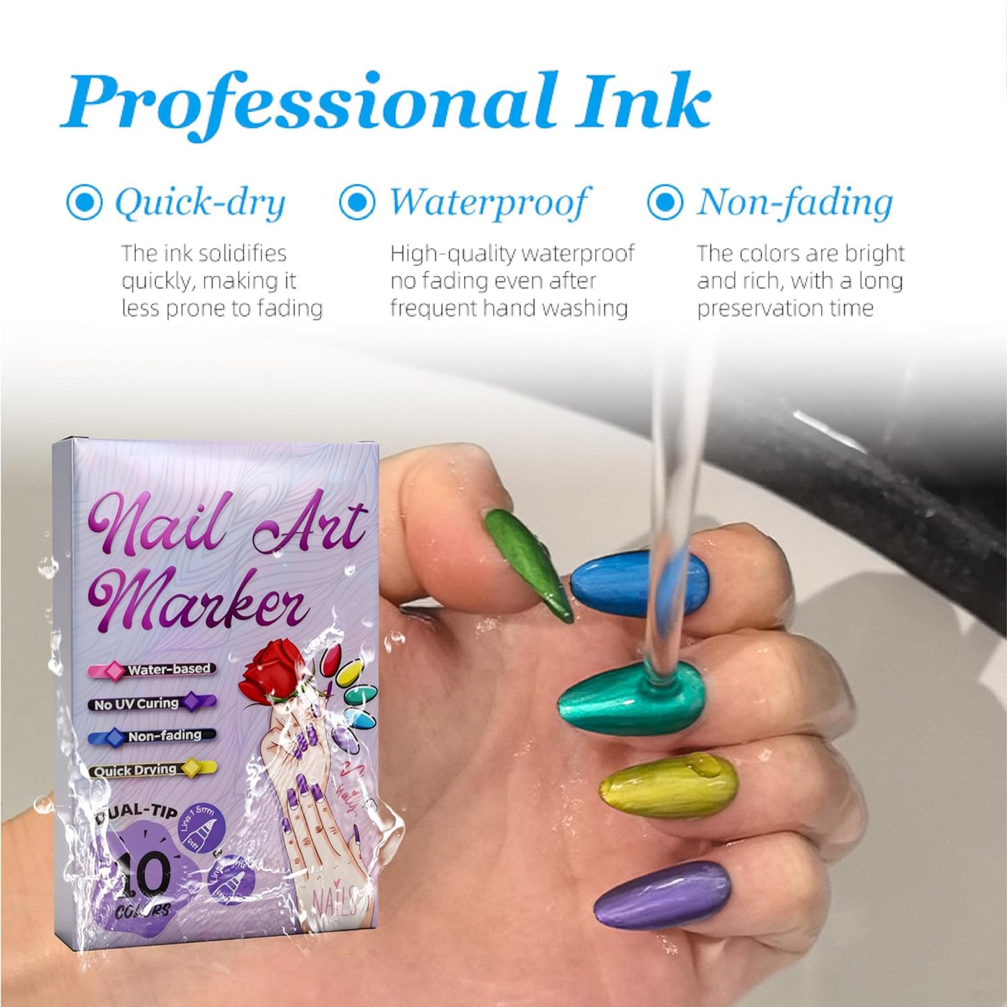 Nail Polish Pens Metallic Nail Art Markers 3D Nail Drawing