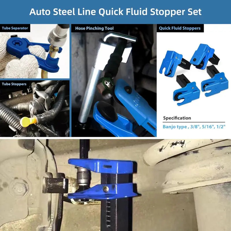 4-Count Car Brake Oil Pipe Plug & Nozzle Clamp,  Oil Change Accessory Kit