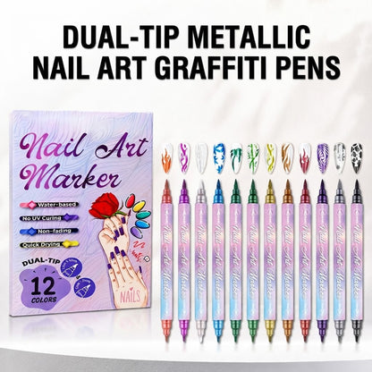 Nail Polish Pens Metallic Nail Art Markers 3D Nail Drawing