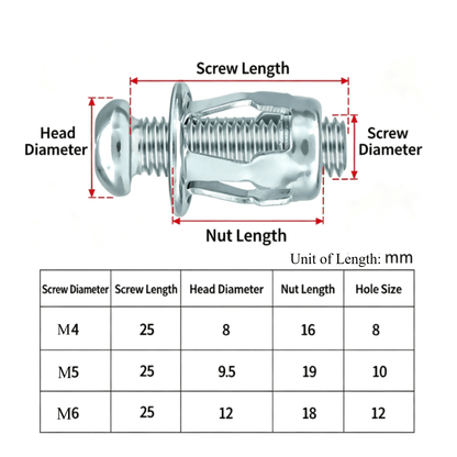 Heavy-Duty Carbon Steel Button Rivet Locking Nuts Set-30 Pcs