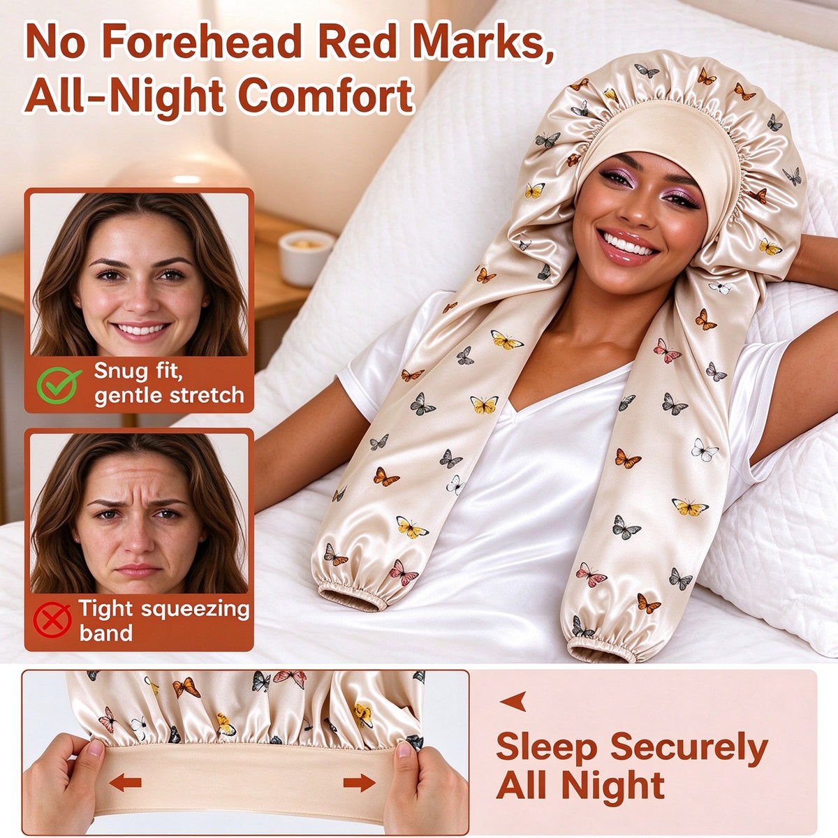 Double Layer Satin Pantyhose Bonnet for Long Hair Sleeping Bonnet