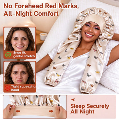 Double Layer Satin Pantyhose Bonnet for Long Hair Sleeping Bonnet