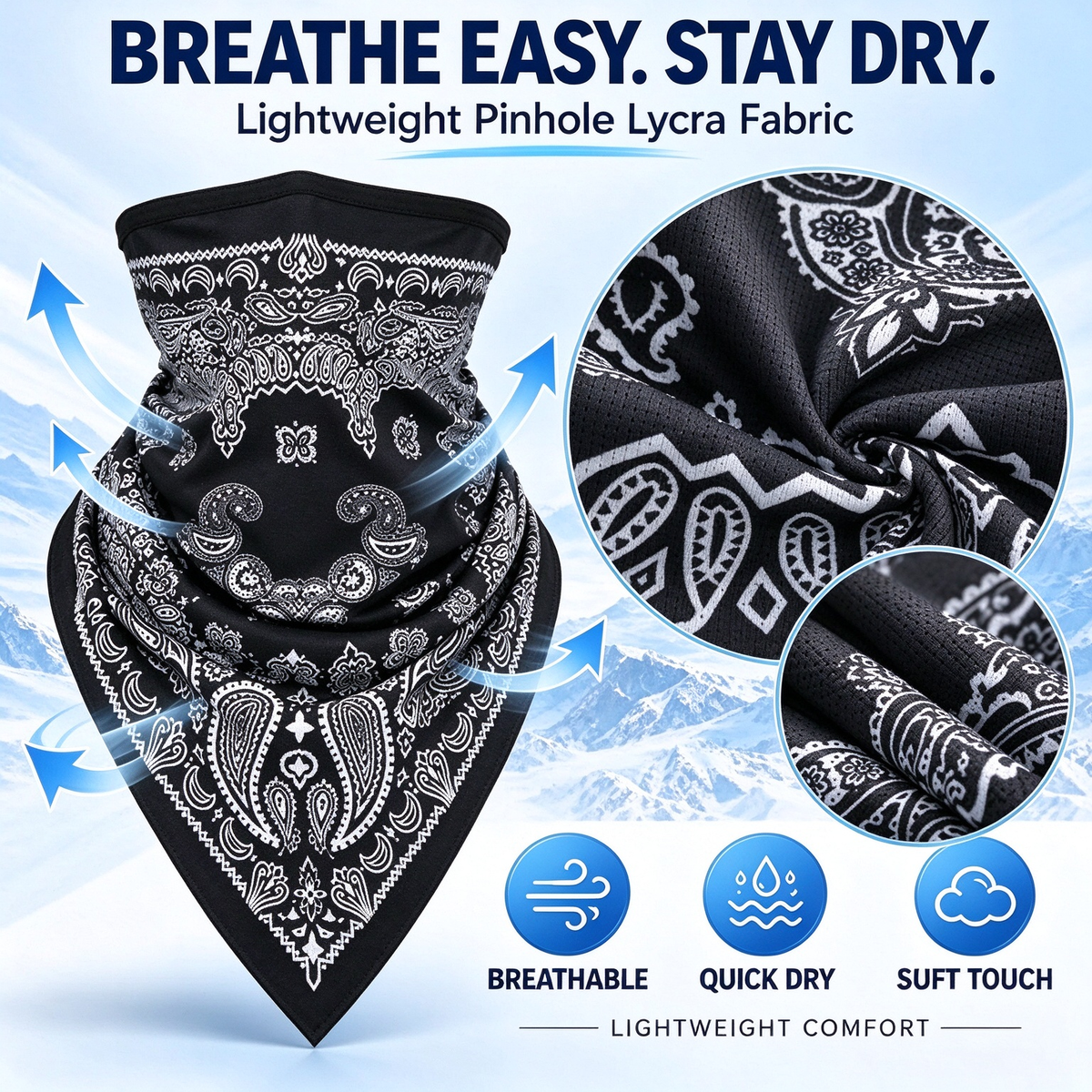 Multifunctional Paisley Bandana Headband UV Protection Quick-Dry