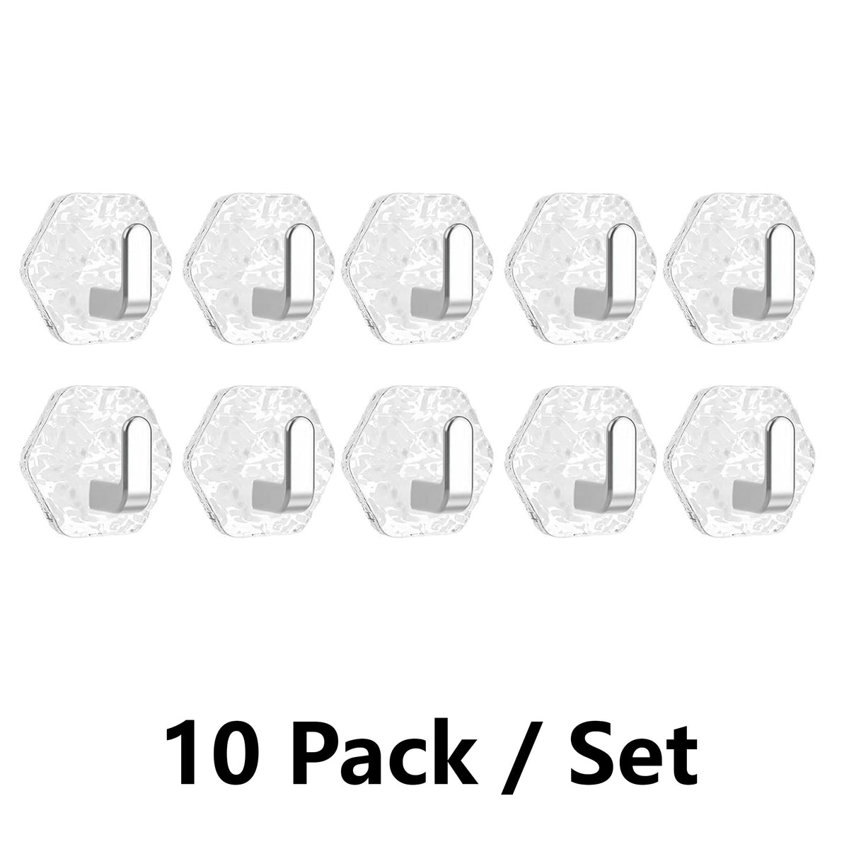 Heavy-Duty Self-Adhesive Hexagonal Ripple Hooks, 10-Pack