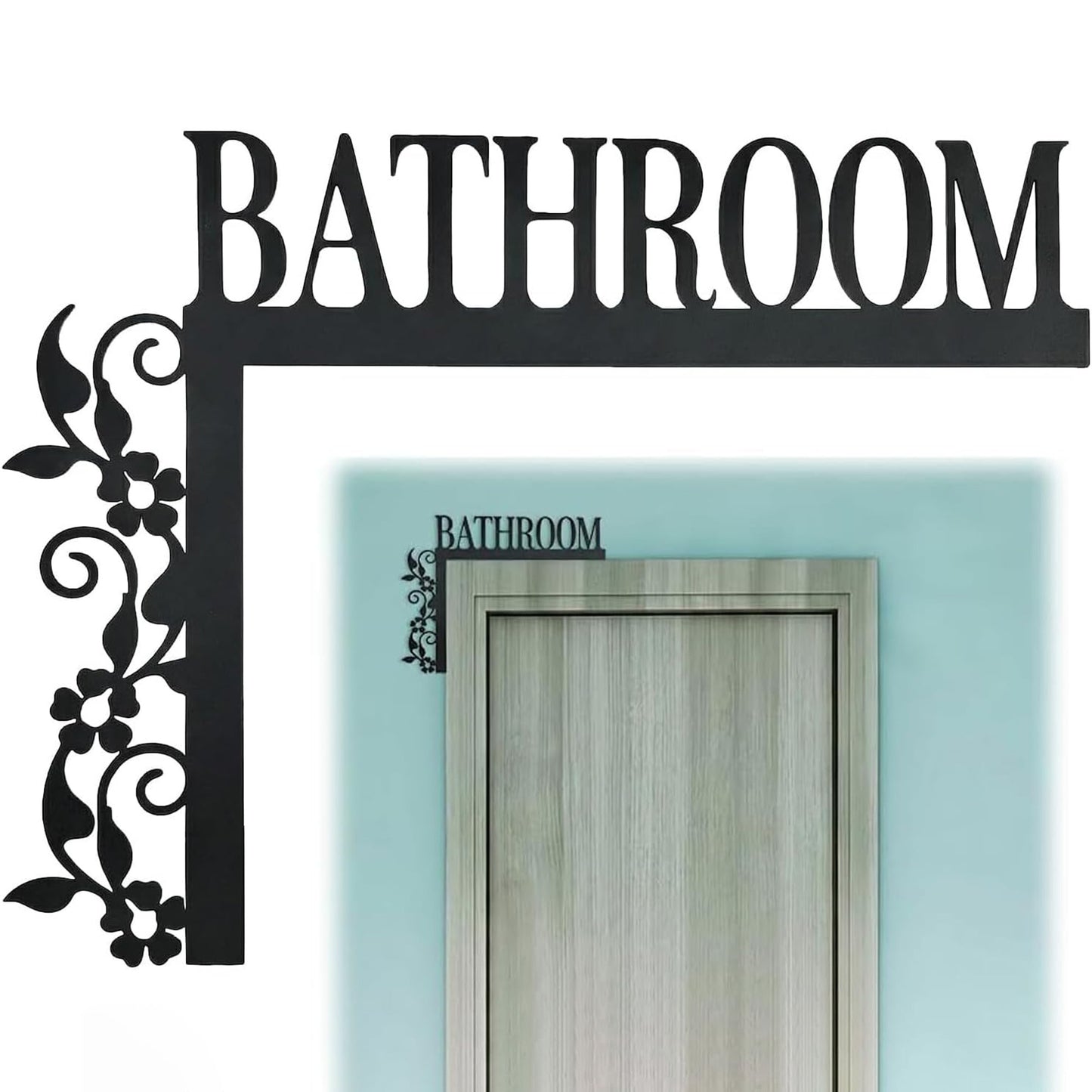 Metal Bathroom Door Topper for Restroom, Farmhouse & Minimalist Decor