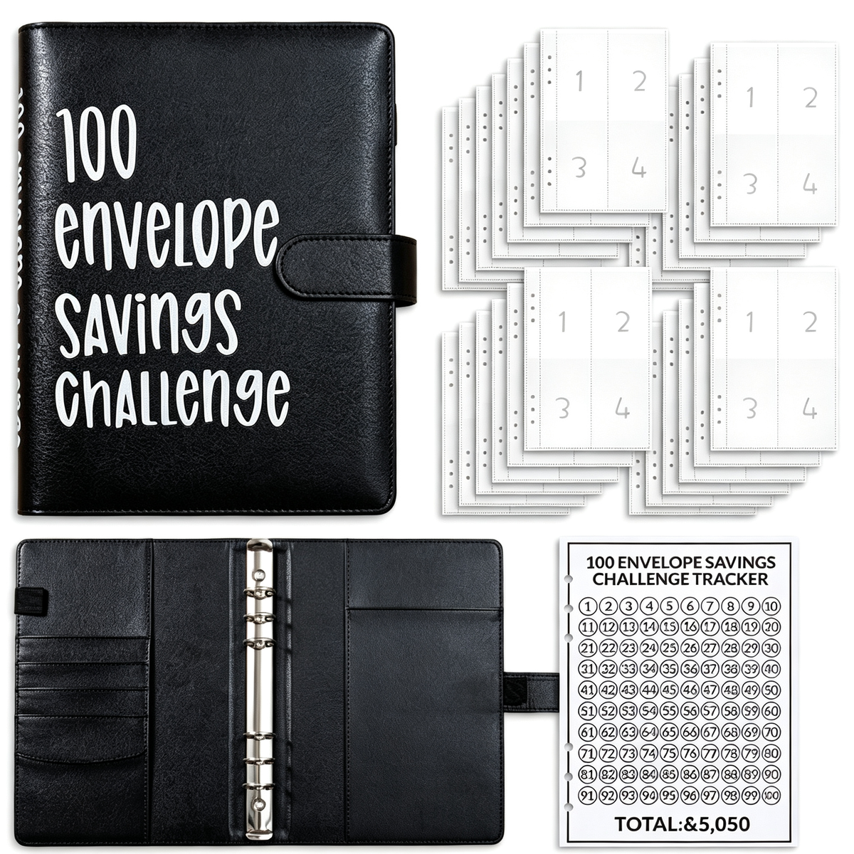 100 Envelopes Money Saving Challenge Budget Planner with Cash Envelopes