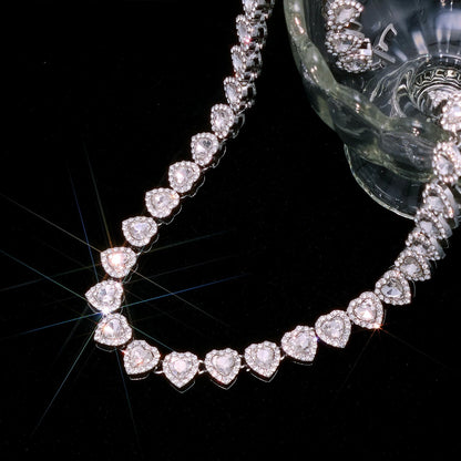 Rhinestone Heart-Shaped Necklace and Bracelet Set