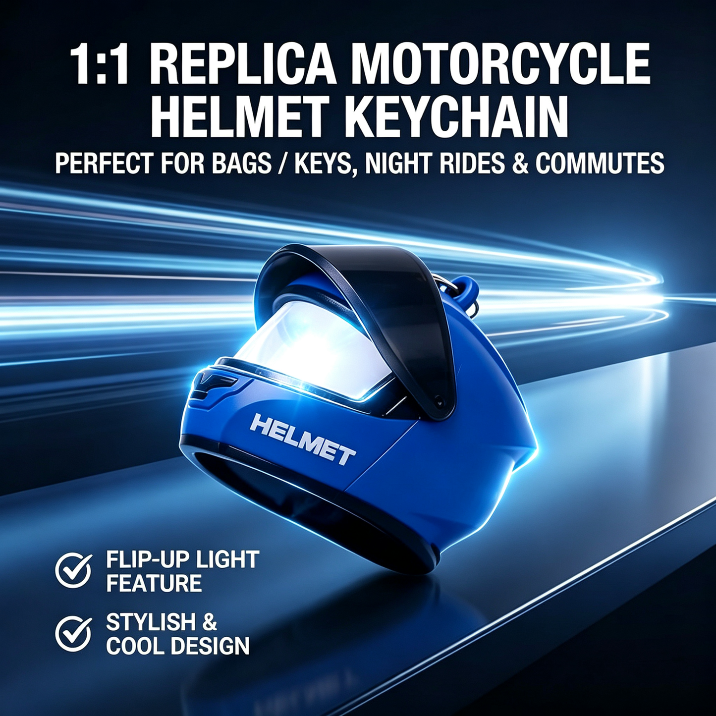 Motorcycle Helmet Keychain with Light