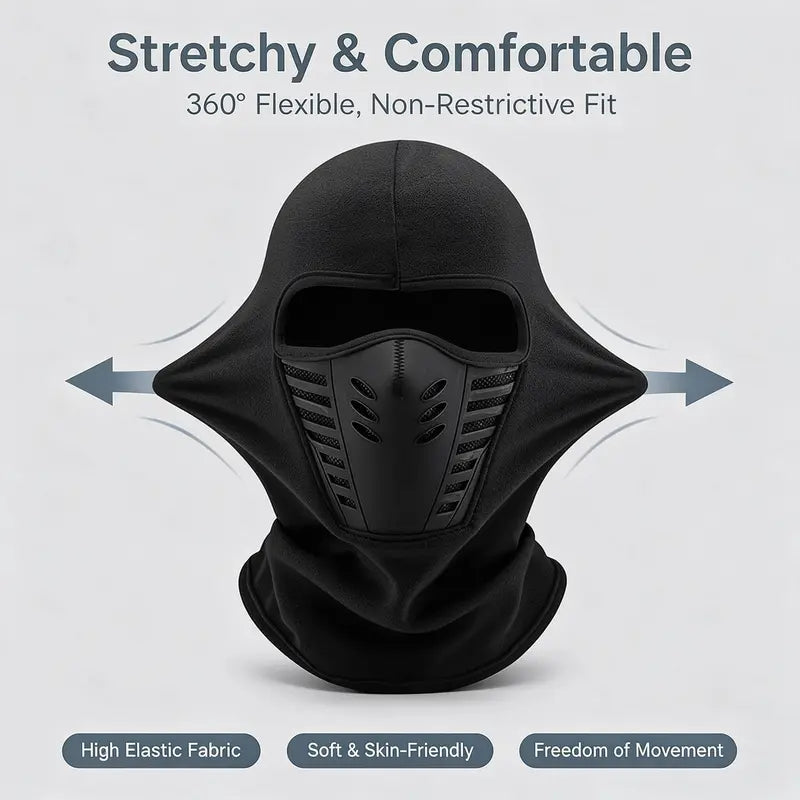 Fleece Full Face Ski Mask - Windproof, Anti-Haze, Soft