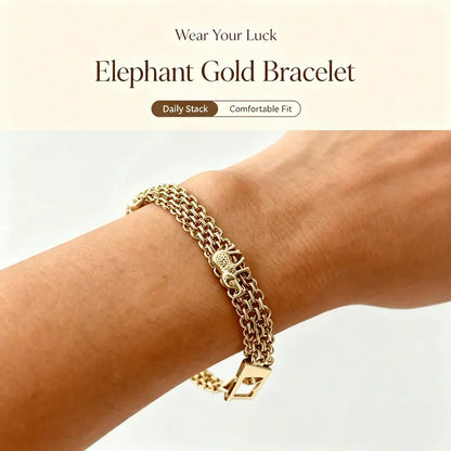 Cuban Metal Gold-Plated Vintage Elephant Bracelet, 7-inch