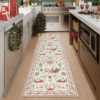 Christmas-themed Rug - Machine Washable, Non-Slip