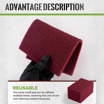 10 Pcs Red Scuff Pads Very Fine Grade Hand Pads, Paint Primer Prep Adhesion Scratch