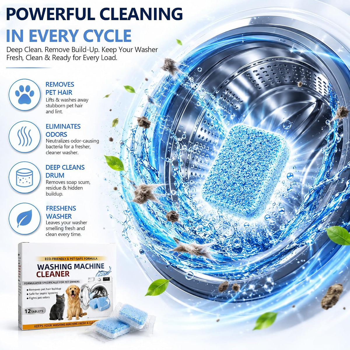 12 Pcs Multi-Purpose Washer Tub Cleaner for Home Laundry Use