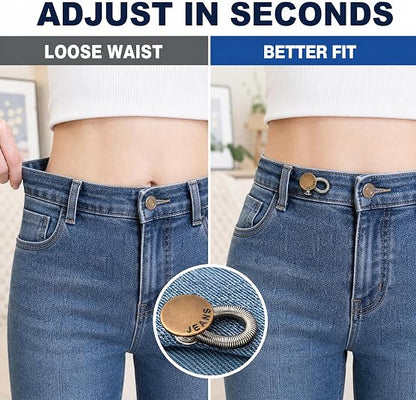 10PCS Flexible Jean Waist Extender, Bronze Waistband Expanders Button