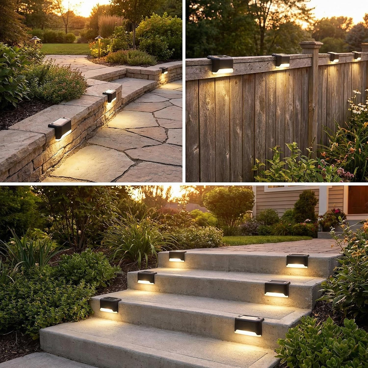 Solar Deck Step Lights, Solar Powered Waterproof Outdoor Lighting