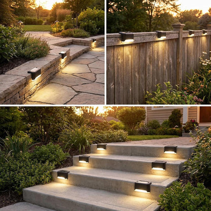 Solar Deck Step Lights, Solar Powered Waterproof Outdoor Lighting