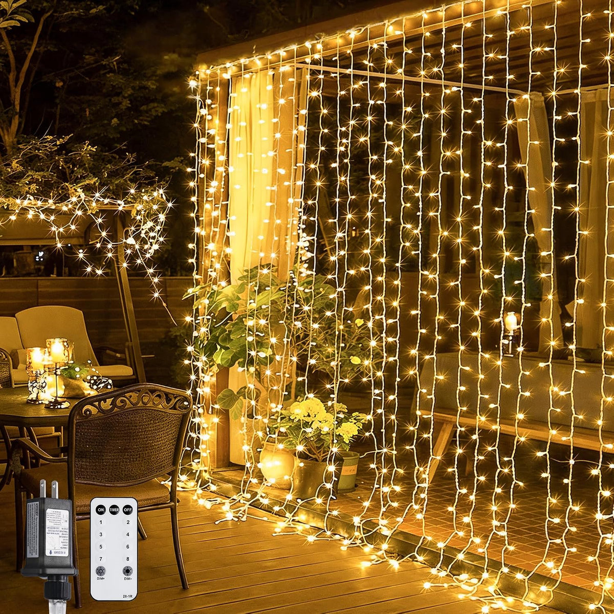 Super-Bright 300 LED Curtain Fairy Lights, 9.8x9.8ft Christmas Decorations