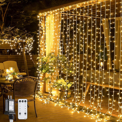 Super-Bright 300 LED Curtain Fairy Lights, 9.8x9.8ft Christmas Decorations