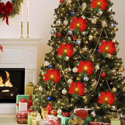 10 Lighted Poinsettias 78.74 inch Christmas Garland