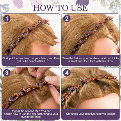 2PCS Butterfly Hair Clips Headband with Teeth for Women, Non-Slip Hair Accessories