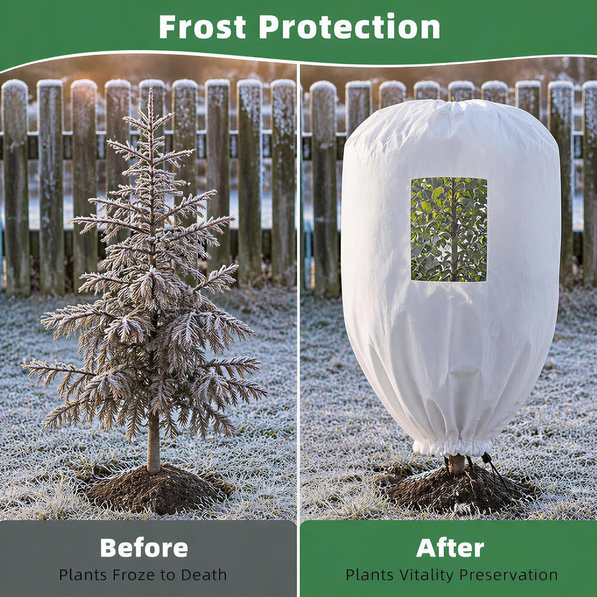Plant Frost Protector With Observation Window - Reusable Drawstring Tree Cover
