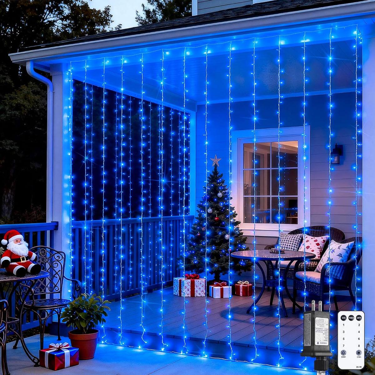 Super-Bright 300 LED Curtain Fairy Lights, 9.8x9.8ft Christmas Decorations