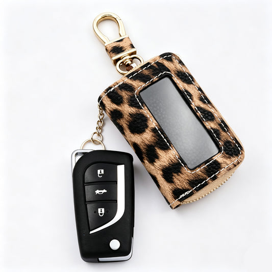 Car Key Cover – Leopard Print  Universal Smart Remote Key Protective Case