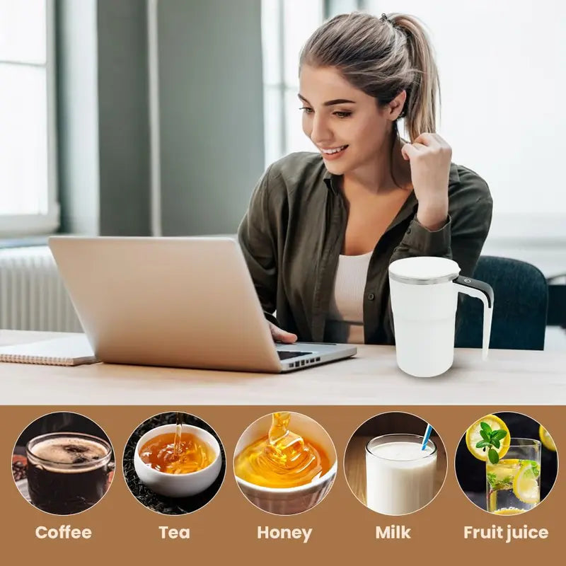 Rechargeable Self-Stirring Coffee Mug, Temperature Display ,304 Stainless Steel,Leak-Proof
