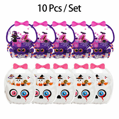 10-Pack Halloween Candy Bags, Pumpkin Skull Plastic Gift Bags