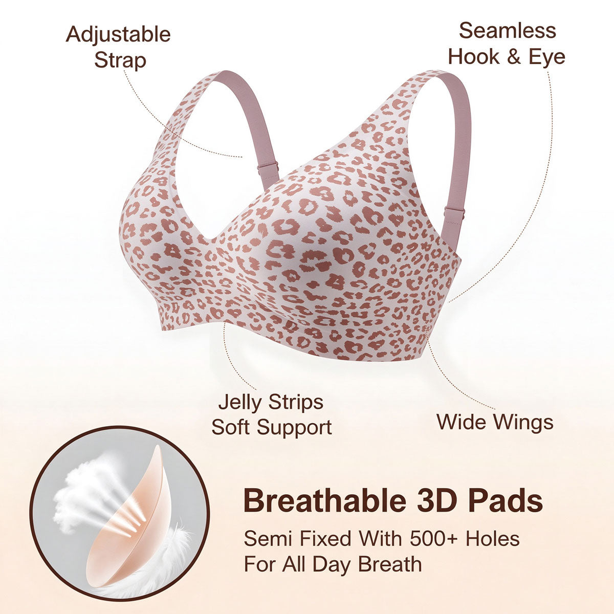 Womens Jelly Bras Wireless Deep V Bralette Comfy Push Up Tshirt Bras