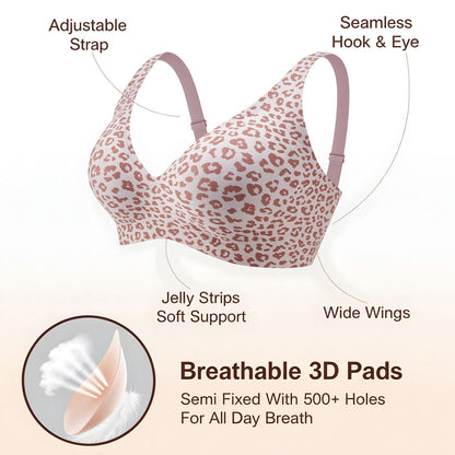 Womens Jelly Bras Wireless Deep V Bralette Comfy Push Up Tshirt Bras