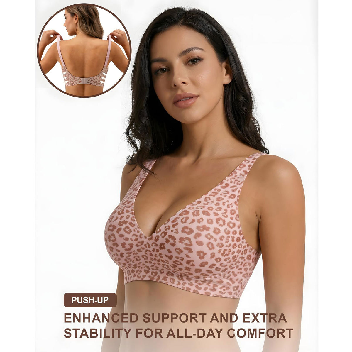 Womens Jelly Bras Wireless Deep V Bralette Comfy Push Up Tshirt Bras