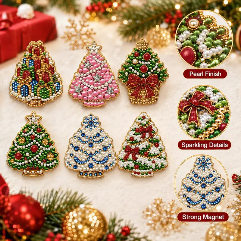 6-Pcs DIY Pearl and Diamond Painting Fridge Magnet Craft Set